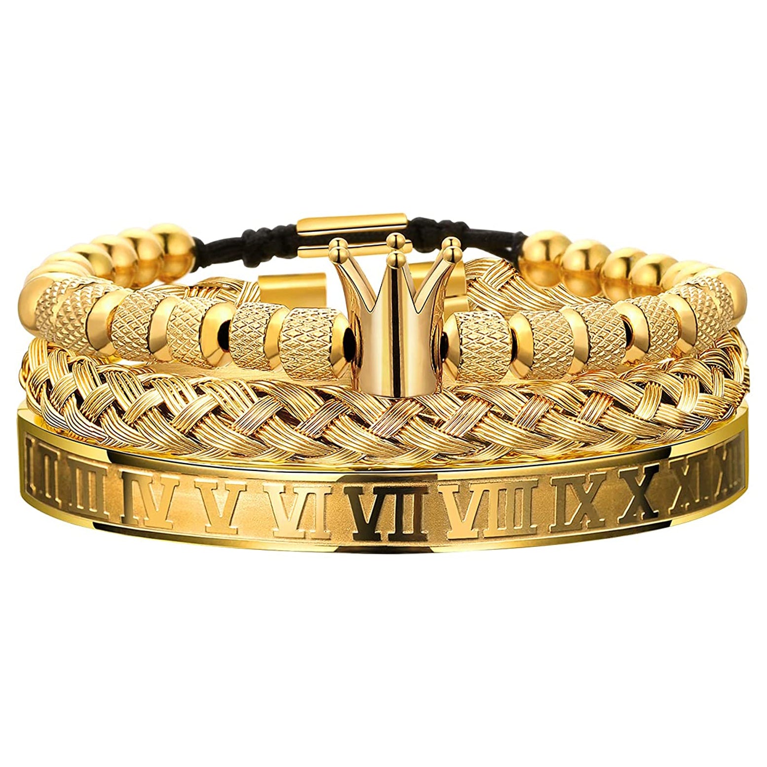 Gold crown bracelet on sale mens