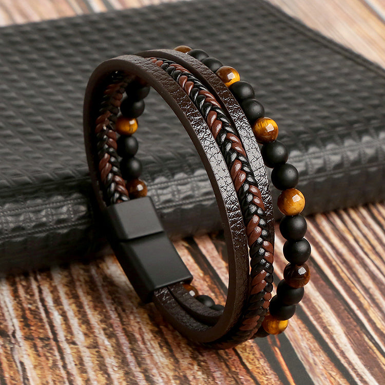 Multi Layer Beaded Leather Bracelet