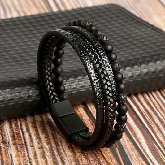 Multi Layer Beaded Leather Bracelet