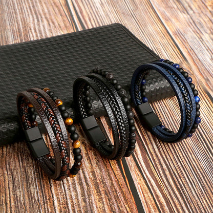 Multi Layer Beaded Leather Bracelet